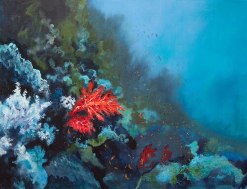 BRIGHT SOFT CORAL ON THE REEF  90 X 120CM