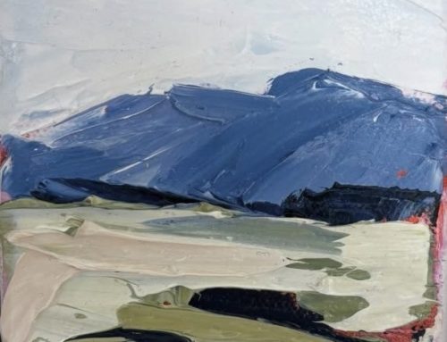 THE FAR BLUE LINE, MT ROYAL RANGE, LUSKINTYRE  13 X 13CM